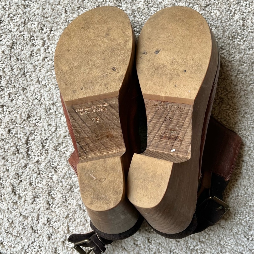 Free People Brown Leather & Suede Clogs, 38 🤎 - Picture 5 of 7